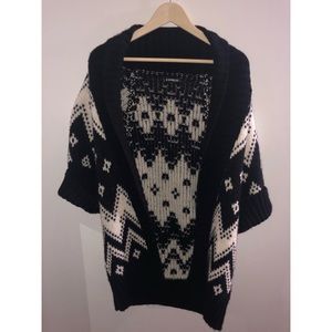 Express Black and White Sweater Coat